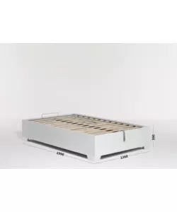 LETTO PIAZZA E MEZZA CONTENITORE CON PIEDINI "BED BOX" BIANCO 120X190 CM
